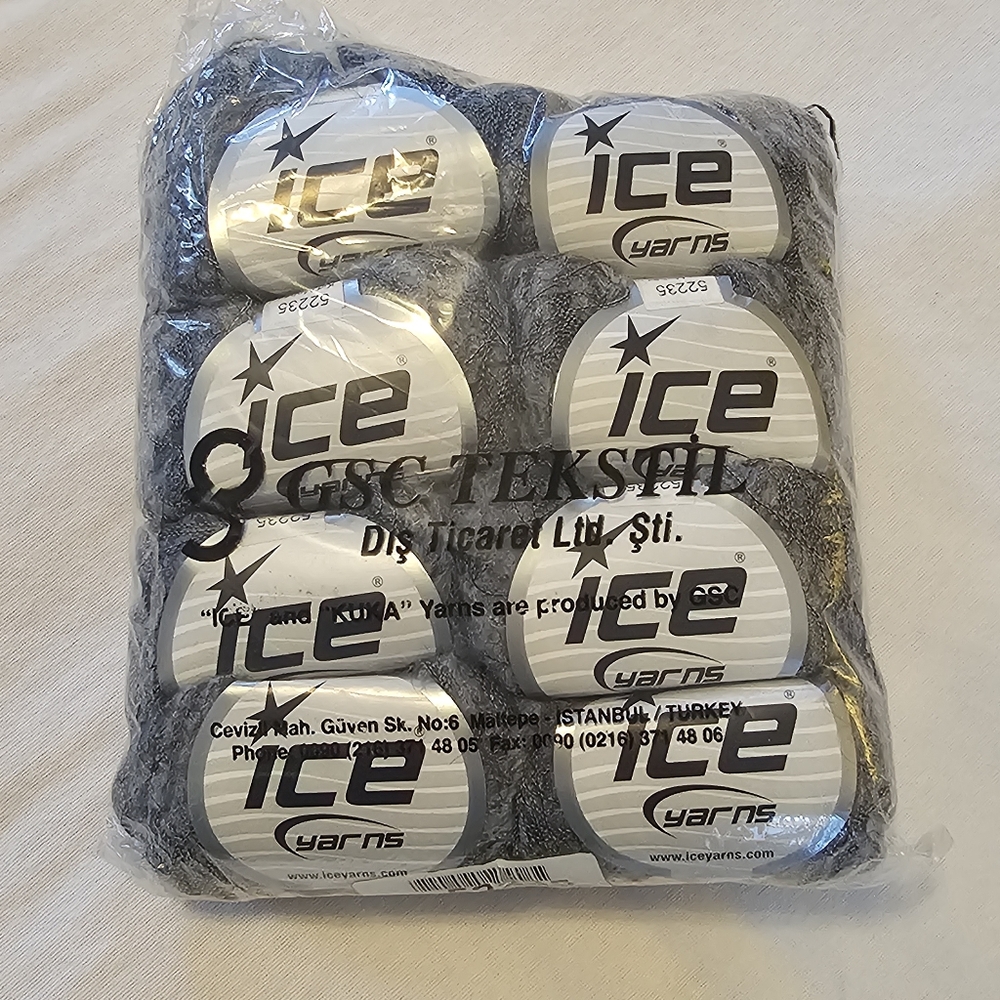 Lot 8 Balls Ice Yarns Kid Mohair Flamme Yarn Grey #1 Super Fine 273 yd/ea